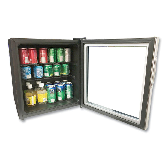 1.6 Cu. Ft. Refrigerator/Beverage Cooler, 18.25 x 17.25 x 20, Black/Platinum Trim Glass Door