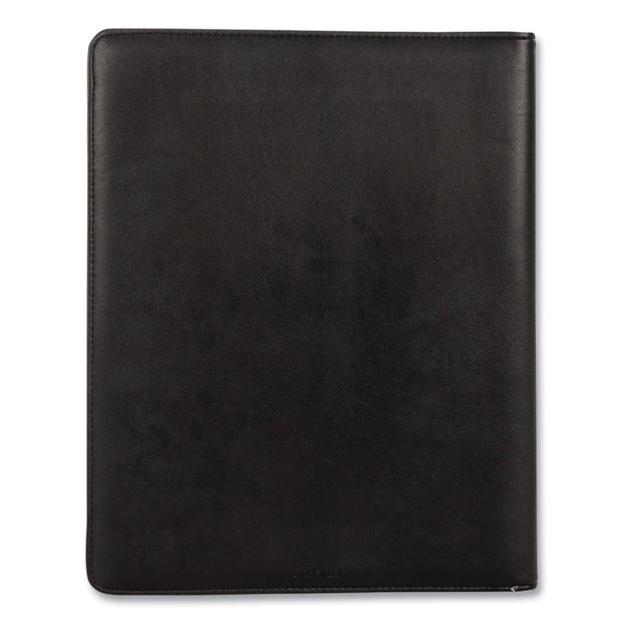 Faux-Leather Padfolio with Solar Calculator, 9 x 12 Pad, 9.75 x 12.5, Black