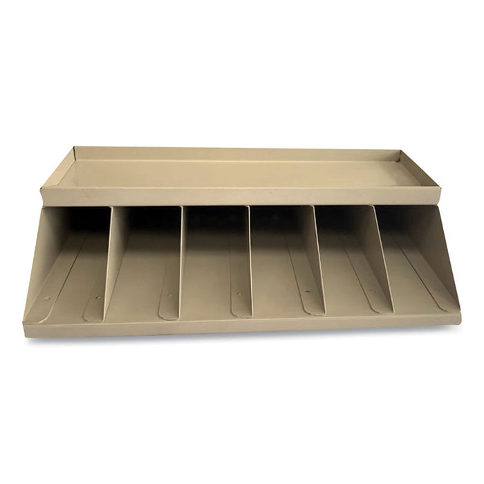 Coin Wrapper and Bill Strap Single-Tier Rack, 6 Compartments, 10" x 8.5" x 3", Pebble Beige