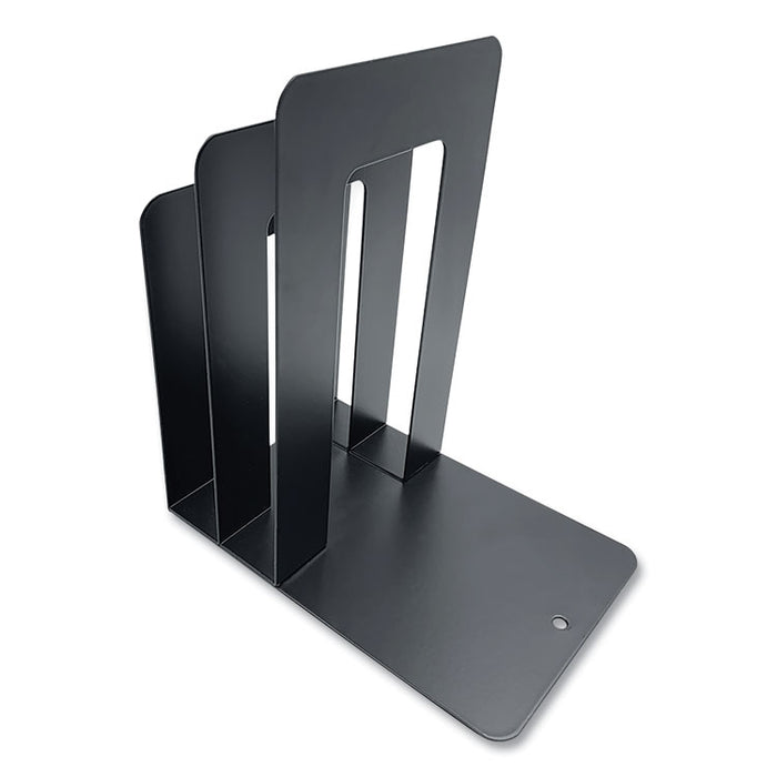 Steel Bookend with Sorter, Contemporary Style, Nonskid Base, 5 x 7 x 8, Black