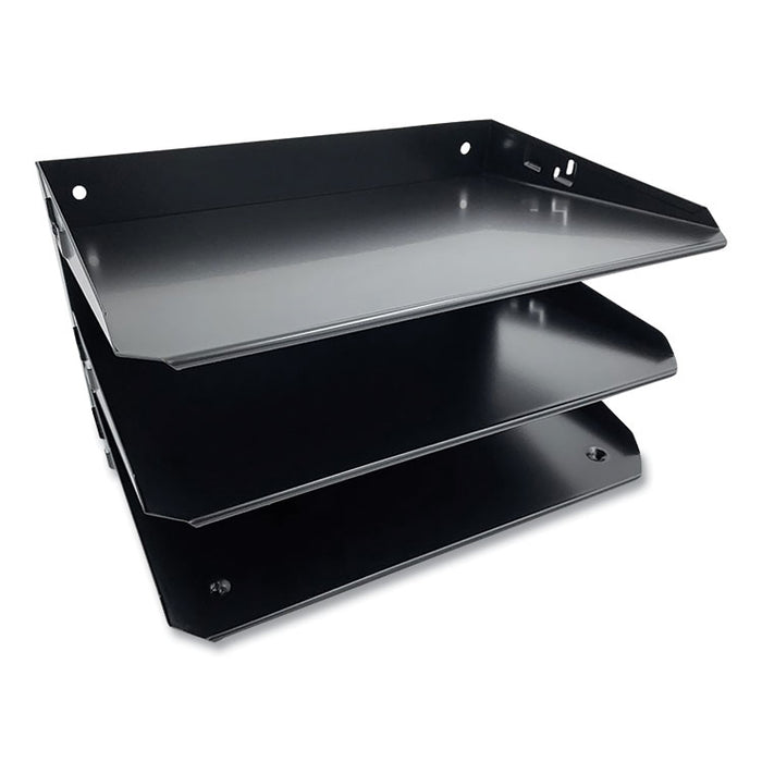 Steel Horizontal File Organizer, 3 Sections, Letter Size Files, 12 x 8.75 x 6, Black