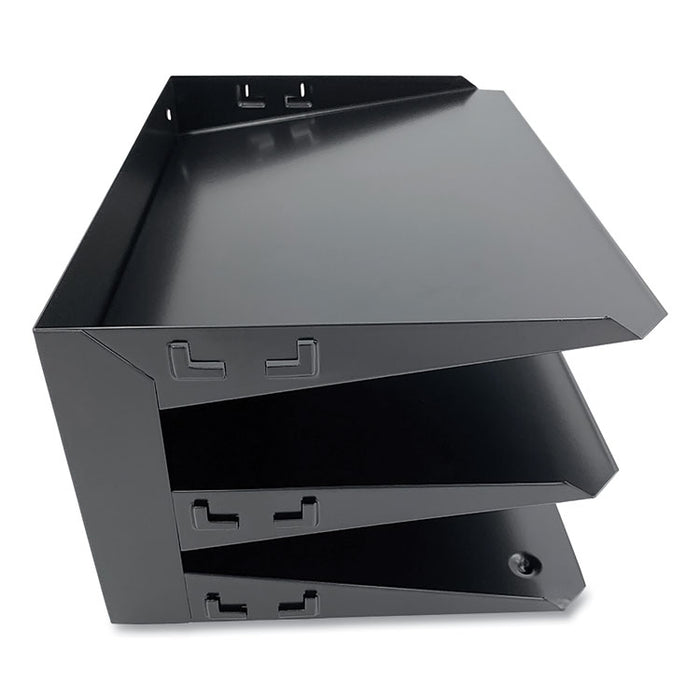 Steel Horizontal File Organizer, 3 Sections, Letter Size Files, 12 x 8.75 x 6, Black