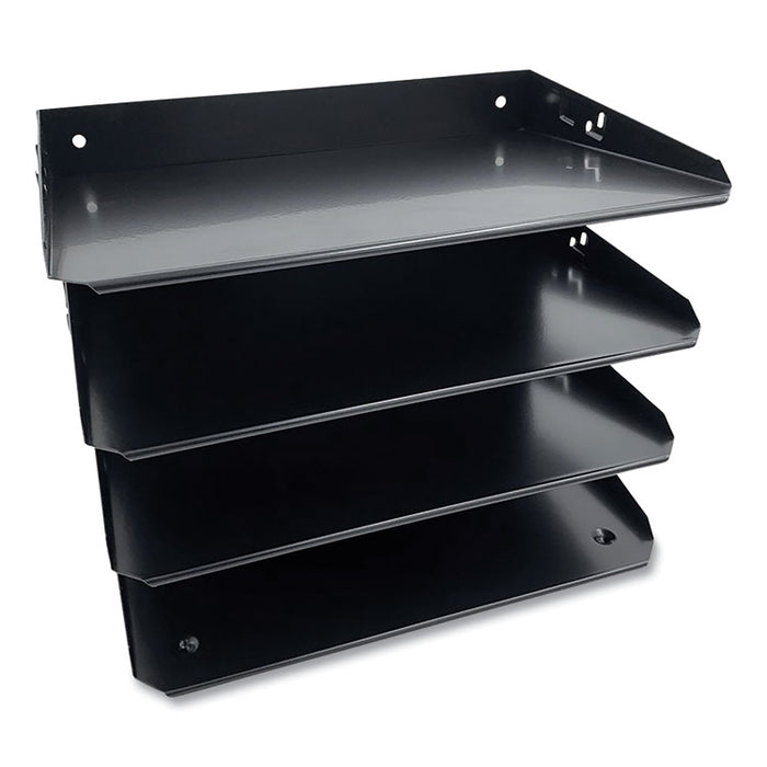 Steel Horizontal File Organizer, 4 Sections, Letter Size Files, 12 x 8.66 x 9, Black