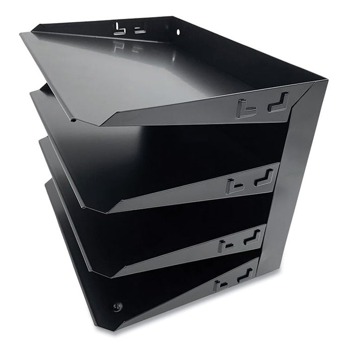 Steel Horizontal File Organizer, 4 Sections, Letter Size Files, 12 x 8.66 x 9, Black