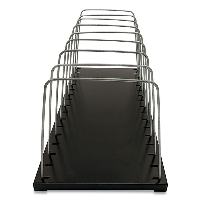 Steel Wire Vertical File Organizer, 8 Sections, Letter Size Files, 18.25 x 8 x 7.5, Black/Metal Gray
