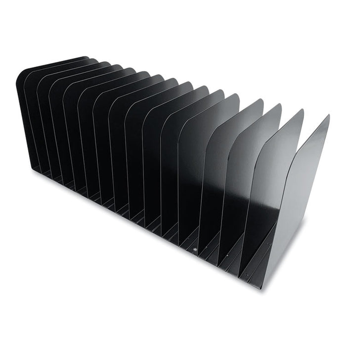 Steel Vertical File Organizer, Flat, 15 Sections, Letter Size Files, 16 x 6.25 x 6.5, Black