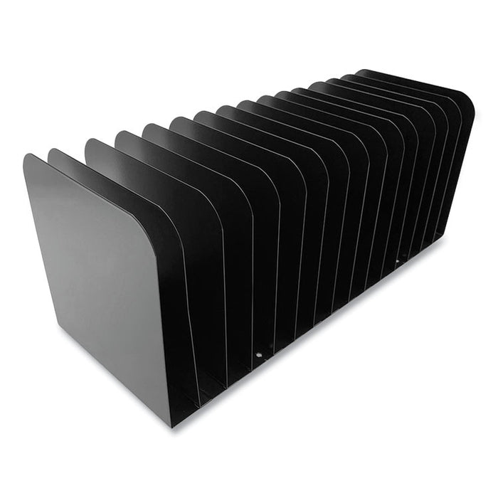 Steel Vertical File Organizer, Flat, 15 Sections, Letter Size Files, 16 x 6.25 x 6.5, Black