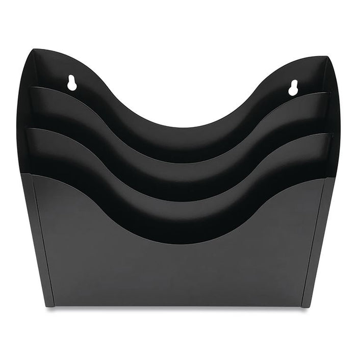 Three-Compartment Steel Wall Sorter, 3 Sections, Legal/Letter Size, 13" x 3.5" x 11.25", Black