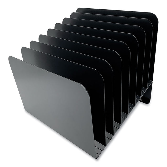 Steel Vertical File Organizer, Inclined, 8 Sections, Letter Size Files, 9.75 x 11 x 10, Black