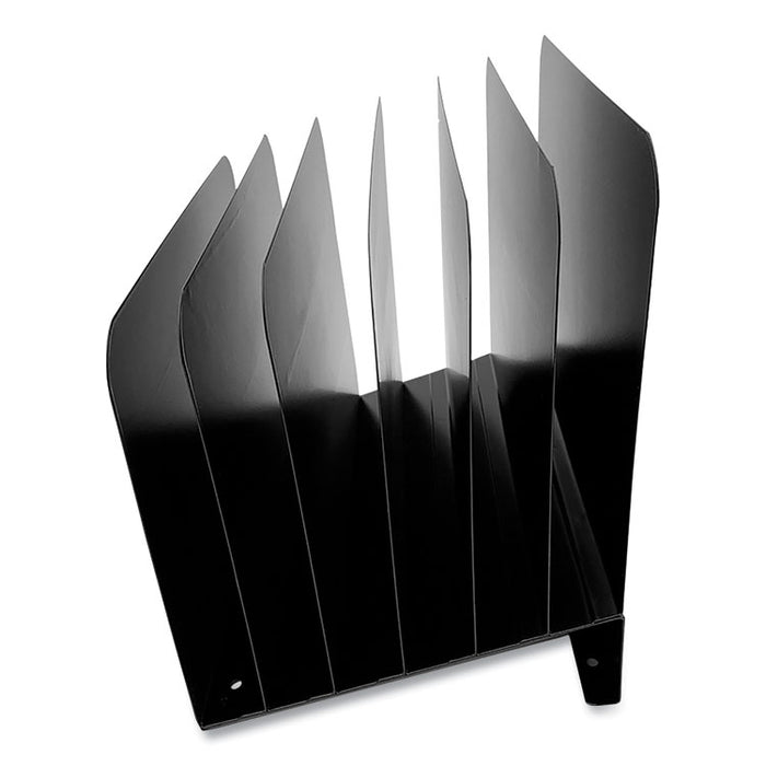 Steel Vertical File Organizer, Inclined, 6 Sections, Letter Size Files, 8 x 11 x 10.25, Black