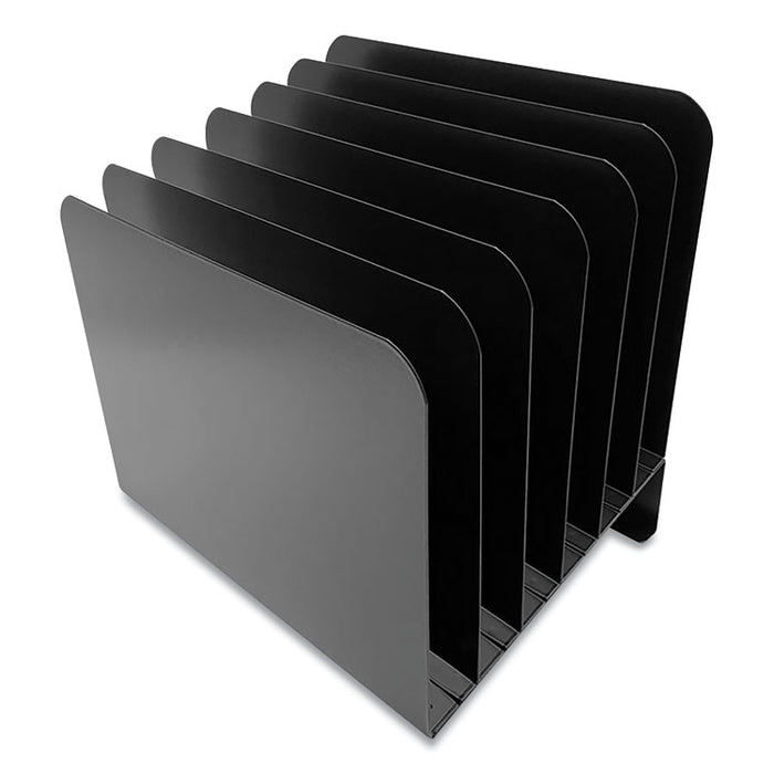 Steel Vertical File Organizer, Inclined, 6 Sections, Letter Size Files, 8 x 11 x 10.25, Black