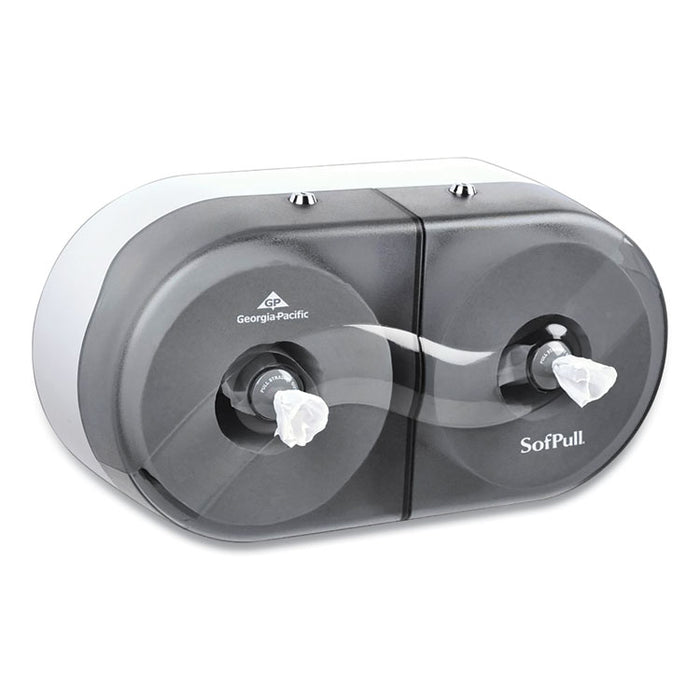 SofPull Twin High-Capacity Center-Pull Bathroom Tissue Dispenser, 20.13 x 7 x 10.75, Smoke