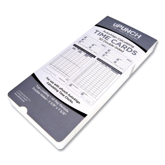 Time Clock Cards for uPunch HN4000, Two Sides, 7.37 x 3.37, 50/Pack