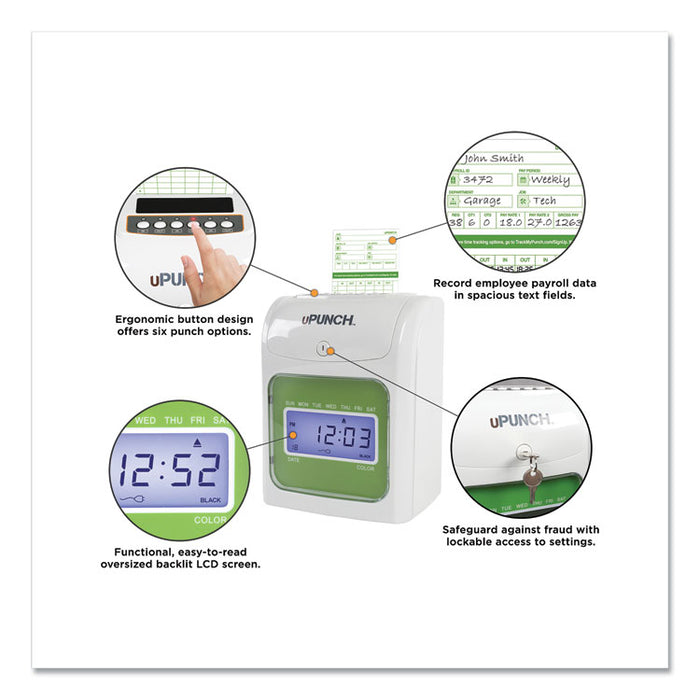 HN1500 Electronic Non-Calculating Time Clock Bundle, Digital Display, Beige/Green