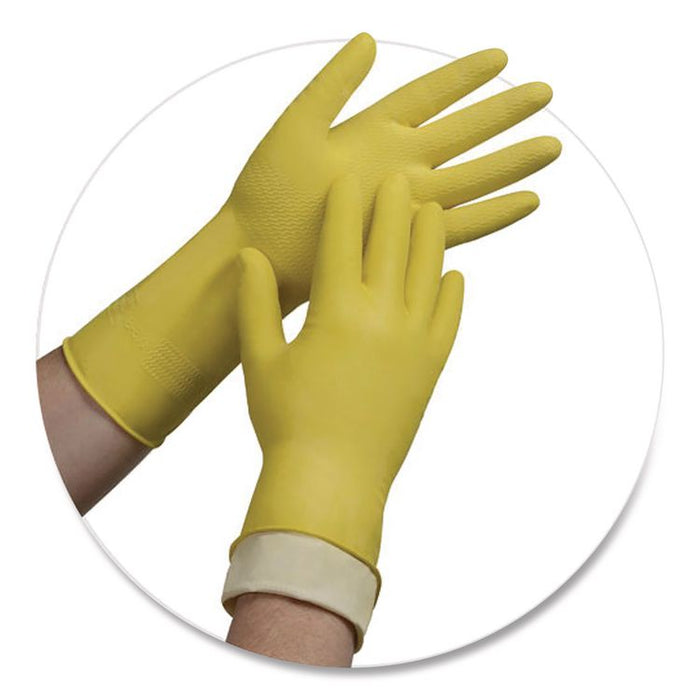Pro L6500 Series Flock-Lined Latex Gloves, 12" Long, X-Large, Yellow, 12 Pairs
