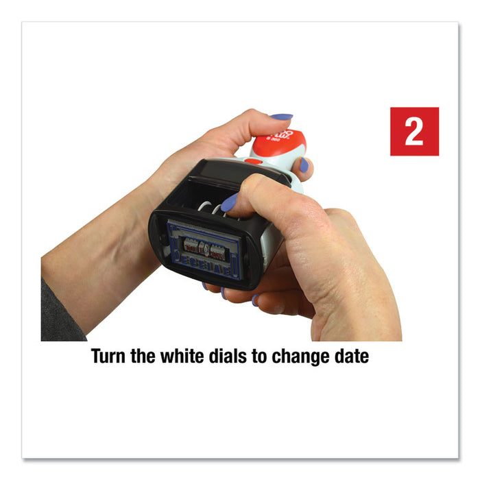 Model S 360 Self-Inking Two-Color Message Dater, 5 Years, ENTERED/FAXED/PAID/RECEIVED, 1.81" x 1.25", Blue/Red Ink