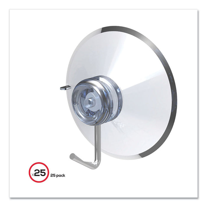 Suction Cup with Hook, Metal Silver Hook, 25/Pack