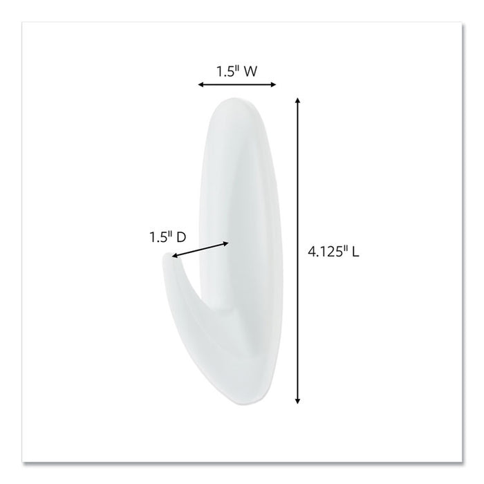 Large Utility Hooks, Plastic, White, Supports 5 lb, 4/Pack