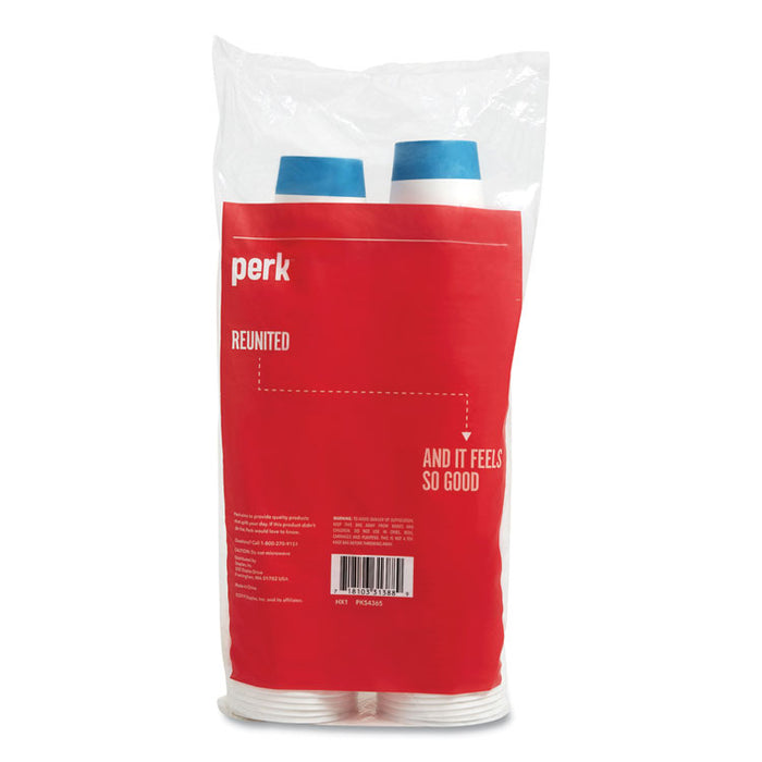 Paper Hot Cup and Plastic Dome Lid Combo, 12 oz, White/Blue, 50/Pack