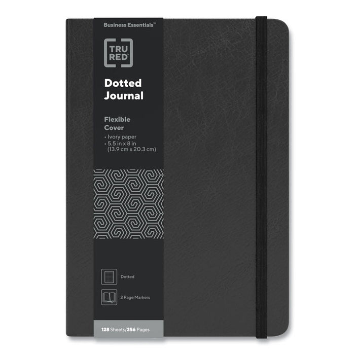 Flexible-Cover Business Journal with Elastic Closure, 1-Subject, Dotted Rule, Black Cover, (128) 8 x 5.5 Sheets