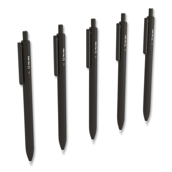 Quick Dry Gel Pen, Retractable, Bold 1 mm, Black Ink, Black Barrel, 5/Pack