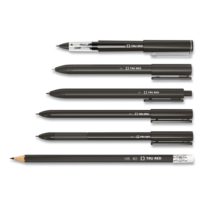 Quick Dry Gel Pen, Retractable, Bold 1 mm, Black Ink, Black Barrel, 5/Pack