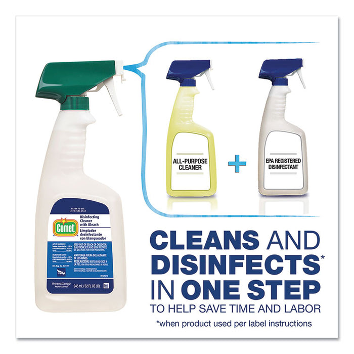 Disinfecting Cleaner with Bleach, Fresh Scent, 32 oz Bottles, 8 Bottles and 2 Trigger Sprayers/Carton