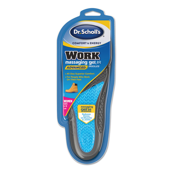 Comfort and Energy Work Massaging Gel Insoles, Women, Women's Sizes 6 to 11, Black/Blue, Pair