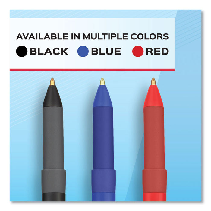 Write Bros. Grip Ballpoint Pen, Stick, Medium 1 mm, Black Ink, Black Barrel, Dozen