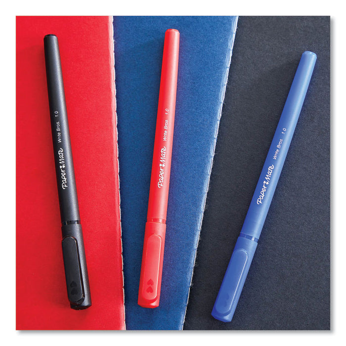 Write Bros. Ballpoint Pen, Stick, Bold 1.2 mm, Black Ink, Black Barrel, Dozen