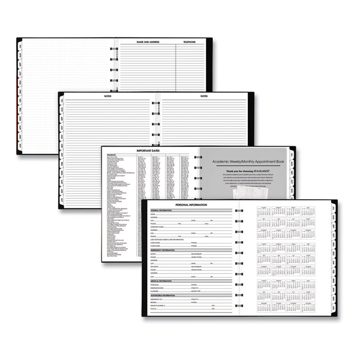 Move-A-Page Academic Weekly/Monthly Planners, 11 x 9, Black Cover, 12-Month (July to June): 2025 to 2026
