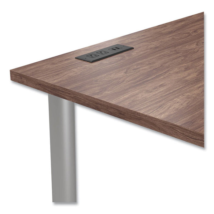 Essentials Writing Table-Desk with Integrated Power Management, 59.7" x 29.3" x 28.8", Espresso/Aluminum