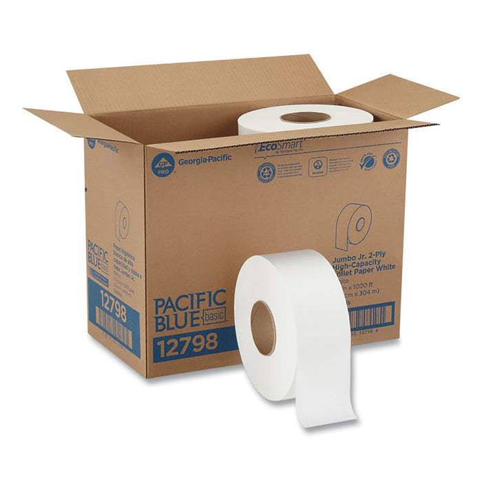 envision Jumbo Jr. Bathroom Tissue Roll, Septic Safe, 2-Ply, 3.3" x 1,000 ft, White, 8 Rolls/Carton