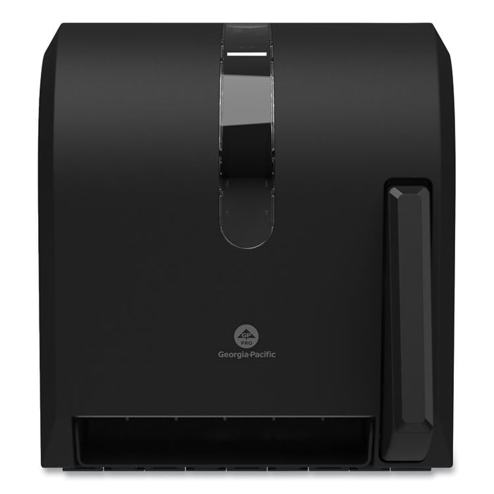 Hygienic Push-Paddle Roll Towel Dispenser, 13 x 10 x 14.4, Black