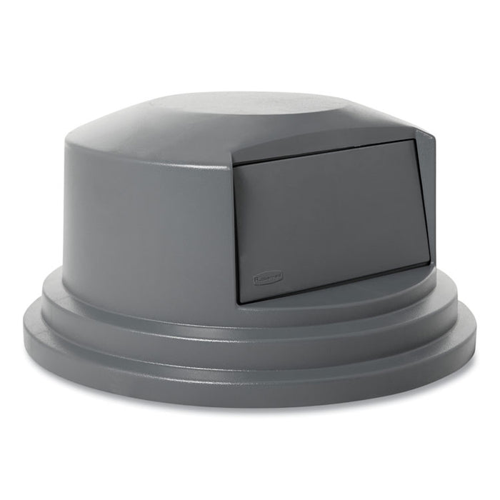 Round BRUTE Dome Top Lid for 55 gal Waste Containers, 27.25" Diameter, Gray