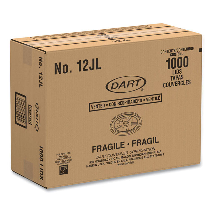 Plastic Lids for Foam Cups, Bowls and Containers, Vented, Fits 6 oz to 14 oz, White, 100/Pack, 10 Packs/Carton