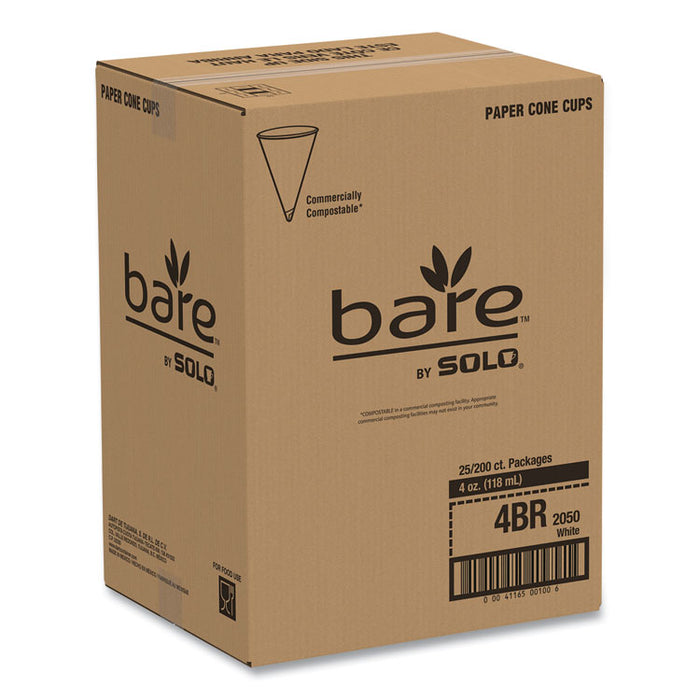 Paper Cone Water Cups, 4 oz, White, 200/Carton