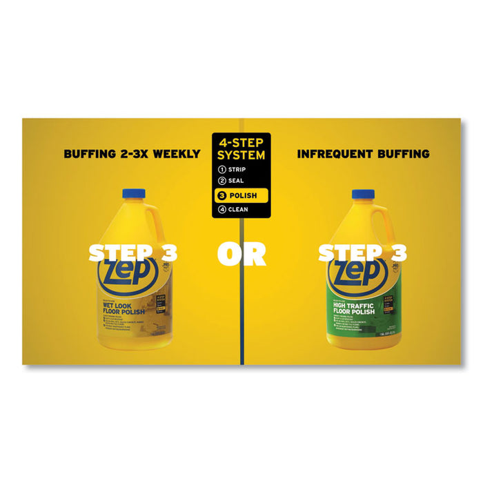 Wet Look Floor Polish, 1 gal Bottle, 4/Carton