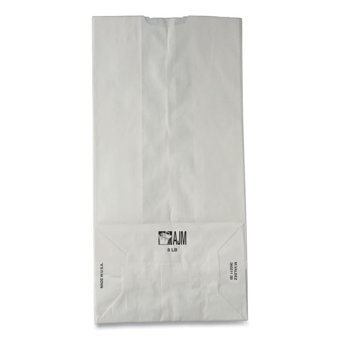 Grocery Paper Bags, 8# Size, 35# Basis Weight, 6" x 3.88" x 12.5", White, 500/Bundle
