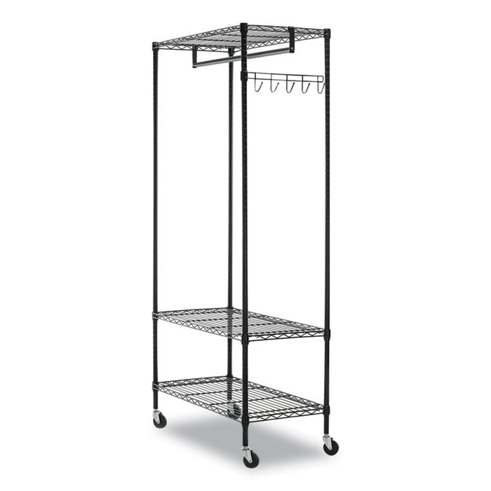 Wire Shelving Garment Rack, 40 Garments, 48w x 18d x 75h, Black