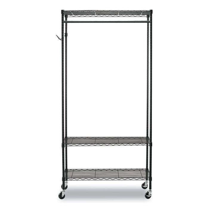 Wire Shelving Garment Rack, 40 Garments, 48w x 18d x 75h, Black