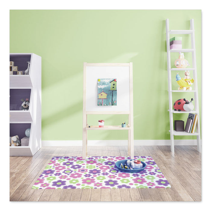 FashionMat Chair Mat for Flat Pile Carpeted and Hard Floors, Rectangular, Straight Edges, 35" x 40", Pink/Green/Purple