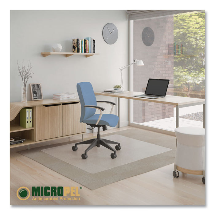 Antimicrobial Chair Mat for Medium Pile Carpeted Floors, Rectangular, Straight Edges, 46" x 60", Clear