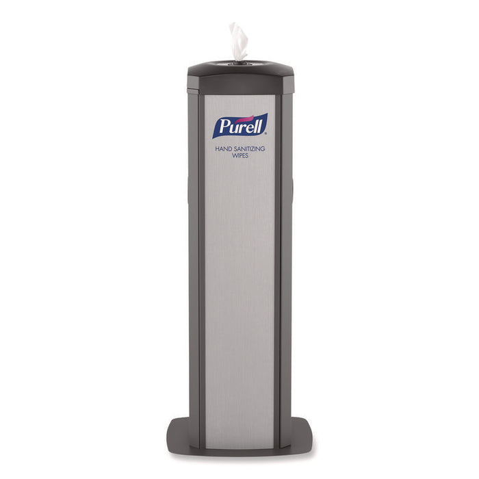 DS360 High Capacity Hand Sanitizing Wipes Station, 17 x 17.25 x 44.25, Black/Silver