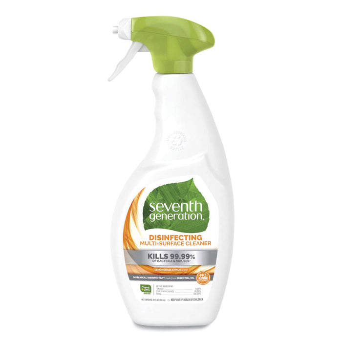 Botanical Disinfecting Multi-Surface Cleaner, Lemongrass Citrus Scent, 26 oz Spray Bottle, 8/Carton