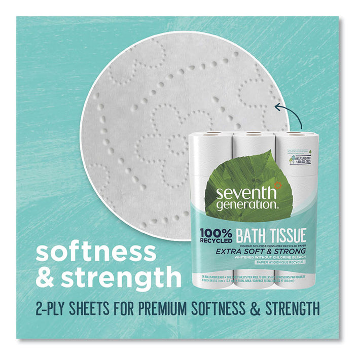 100% Recycled Bathroom Tissue, Septic Safe, 2-Ply, White, 240 Sheets/Roll, 24 Rolls/Pack
