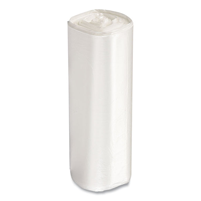 High-Density Commercial Can Liner Value Pack, 60 gal, 19 mic, 38" x 58", Clear, Interleaved Roll, 25 Bags/Roll, 6 Rolls/CT
