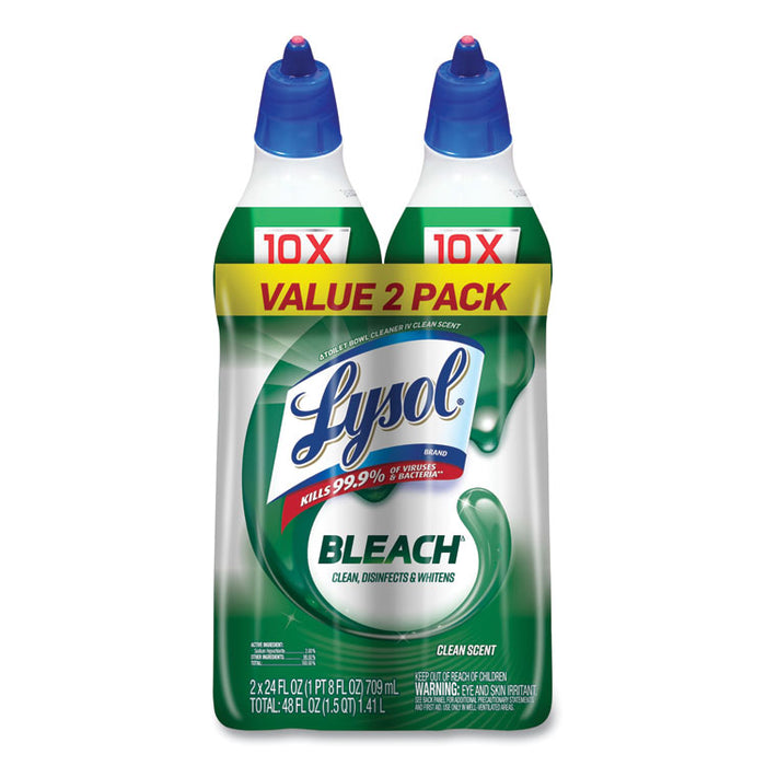 Disinfectant Toilet Bowl Cleaner with Bleach, Clean Scent, 24 oz Angle-Neck Bottle, 8/Carton