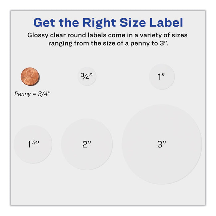 Printable Self-Adhesive Permanent ID Labels w/Sure Feed, 0.75" dia, Clear, 400/PK