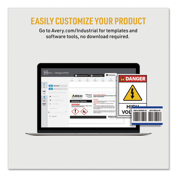 UltraDuty GHS Chemical Waterproof and UV Resistant Labels, 2 x 2, White, 12/Sheet, 50 Sheets/Box
